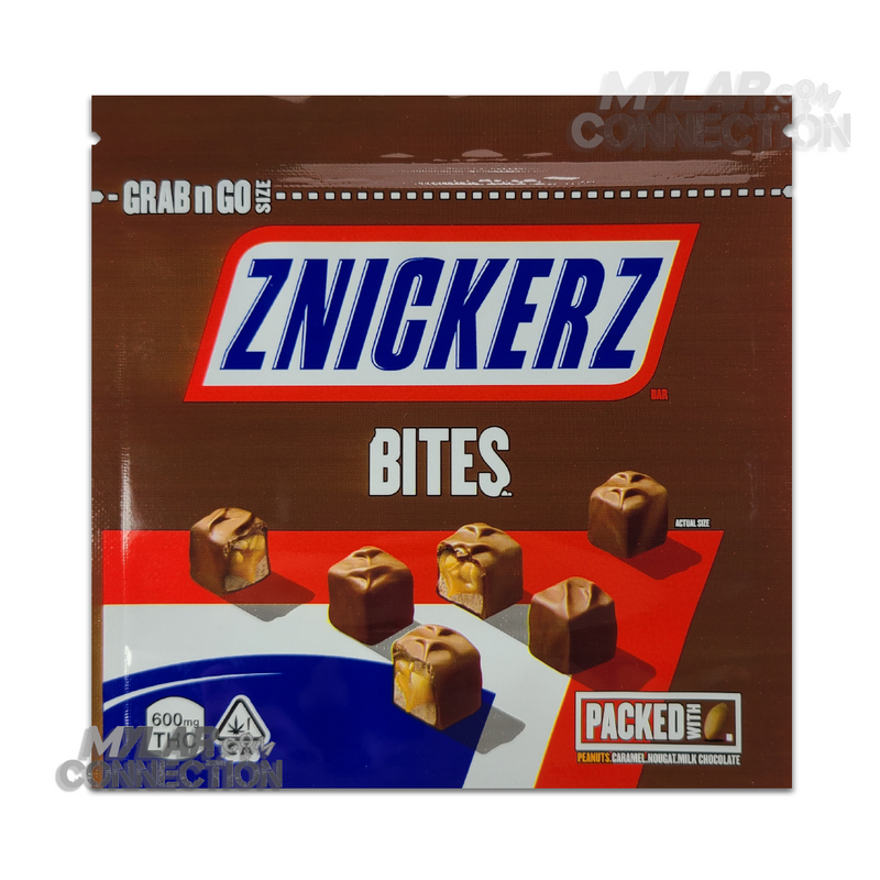 Znickerz Bites Unwrapped Minis Empty Edibles Mylar Bag Packaging 600mg